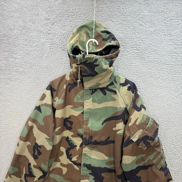 Vintage Military Jacket Adult Medium Short Woodland Camo Chemical Protective NFR - Picture 11 of 16